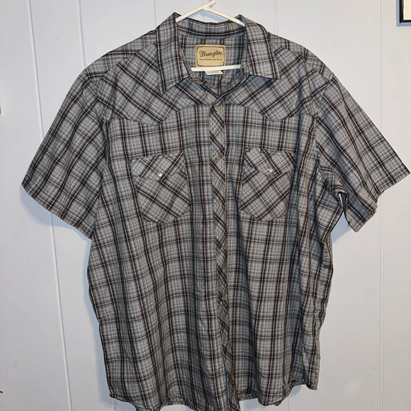 Vintage Wrangler Pearl Snap Shirt Weatern Fashion Plaid button up 2XL - Picture 3 of 6